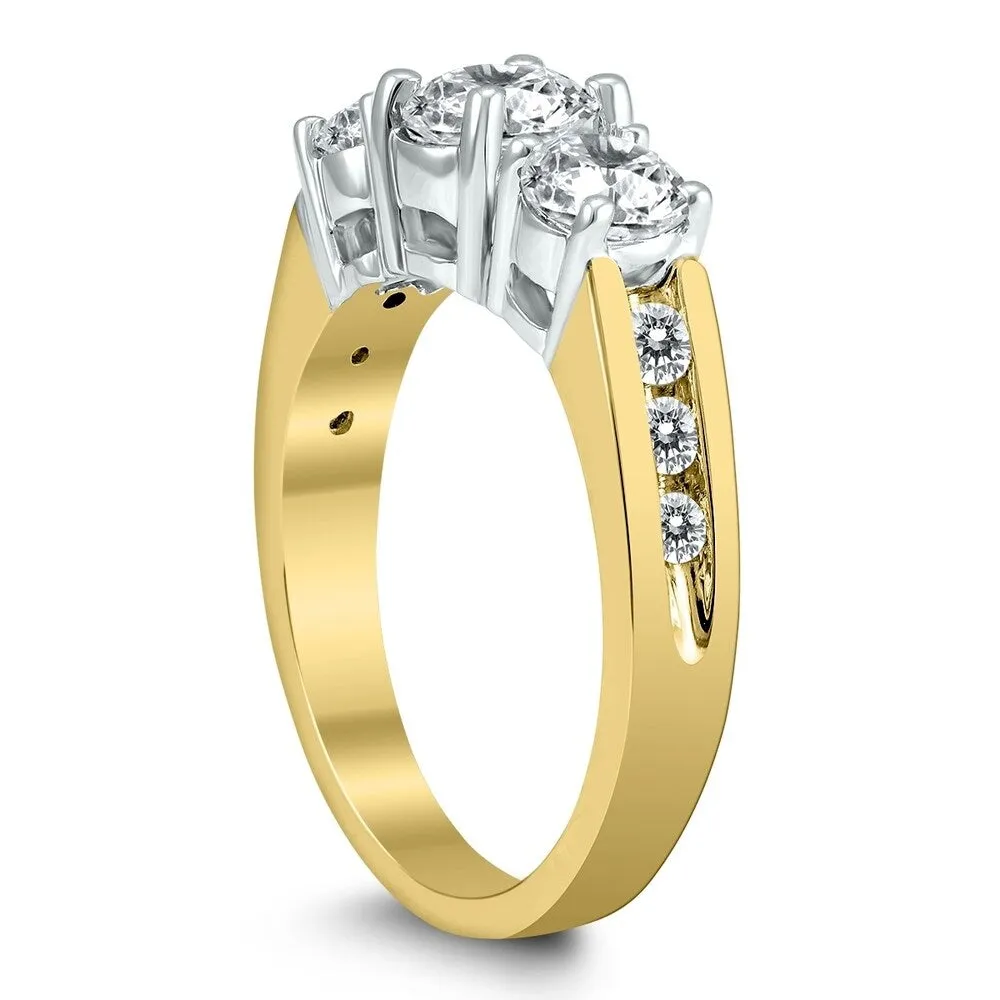 AGS Certified 2 Carat TW Diamond Three Stone Ring in 14K Two Tone Gold sold by Zulily product image thumbnail 2