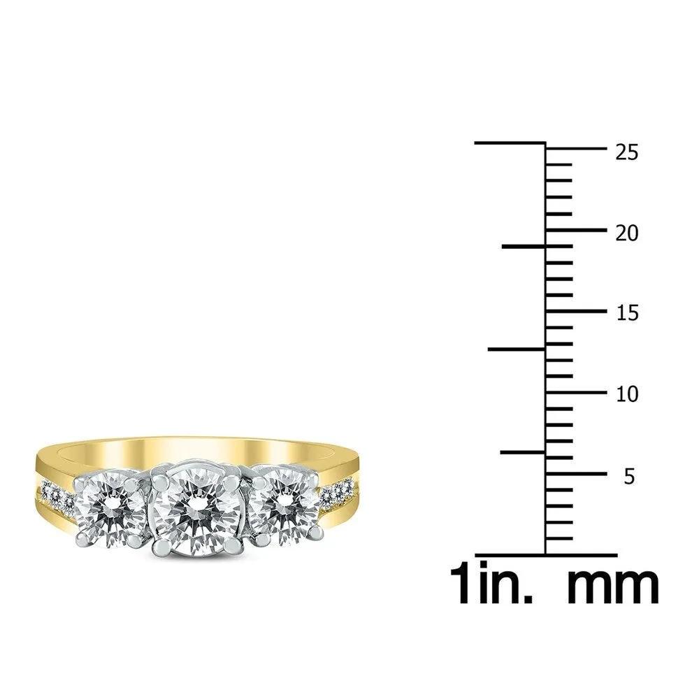 AGS Certified 2 Carat TW Diamond Three Stone Ring in 14K Two Tone Gold sold by Zulily product image thumbnail 4