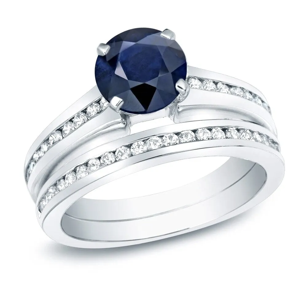 Auriya 14k Gold 1ct Blue Sapphire & Diamond Engagement Ring Set 1ctw sold by Zulily product image thumbnail 2