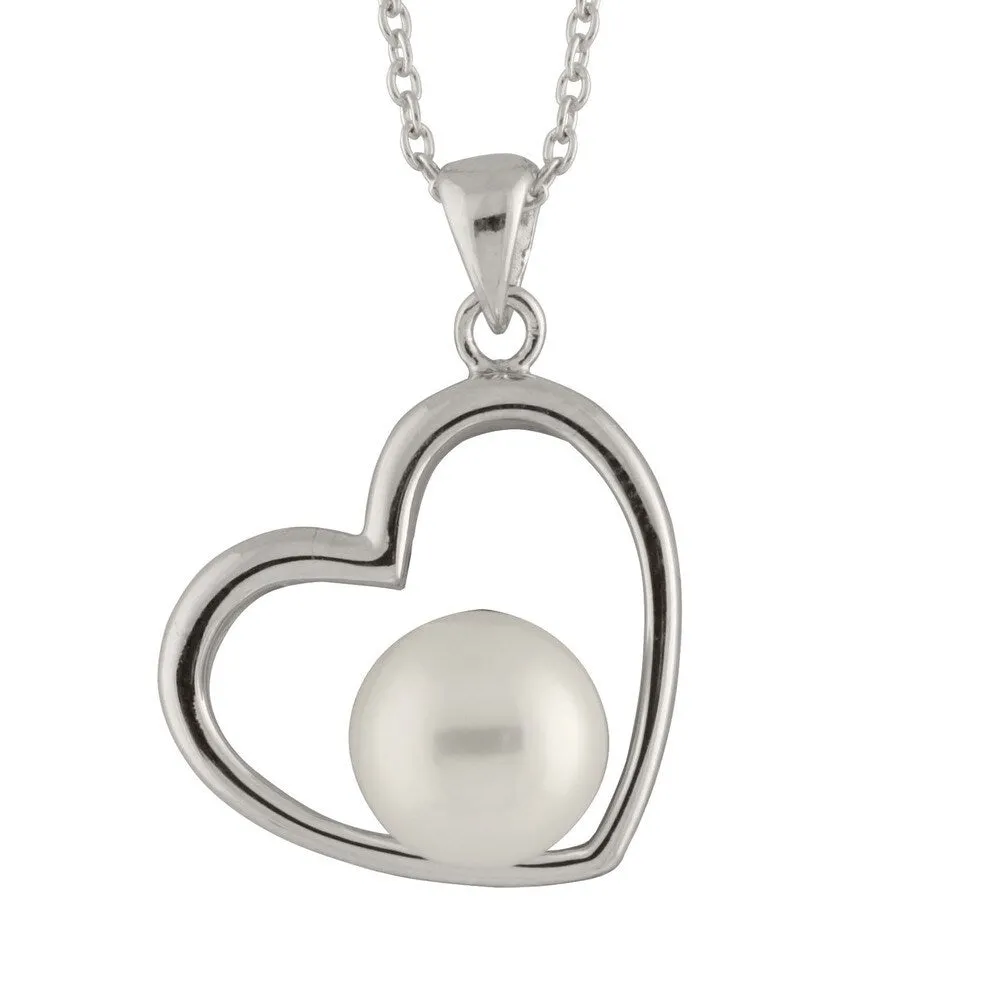 Sterling Silver Pearl Heart Shaped Pendant Chain sold by Zulily