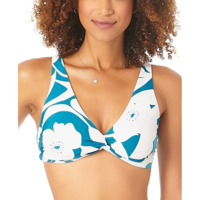 Anne Cole Women's Mari Botanical Twist Front Top Swimsuit Blue sold by Zulily