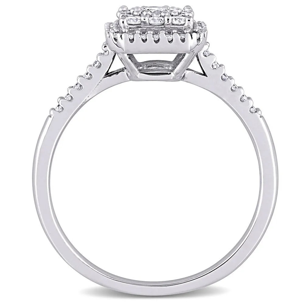 Miadora 10k White Gold 1/2ct TDW Diamond Composite Square Halo Engagement Ring sold by Zulily product image thumbnail 4
