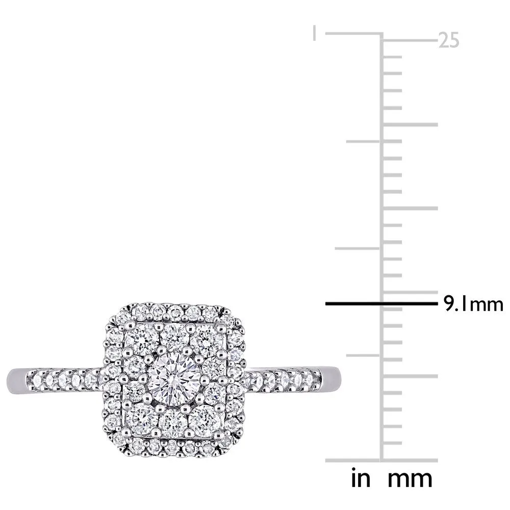 Miadora 10k White Gold 1/2ct TDW Diamond Composite Square Halo Engagement Ring sold by Zulily product image thumbnail 5