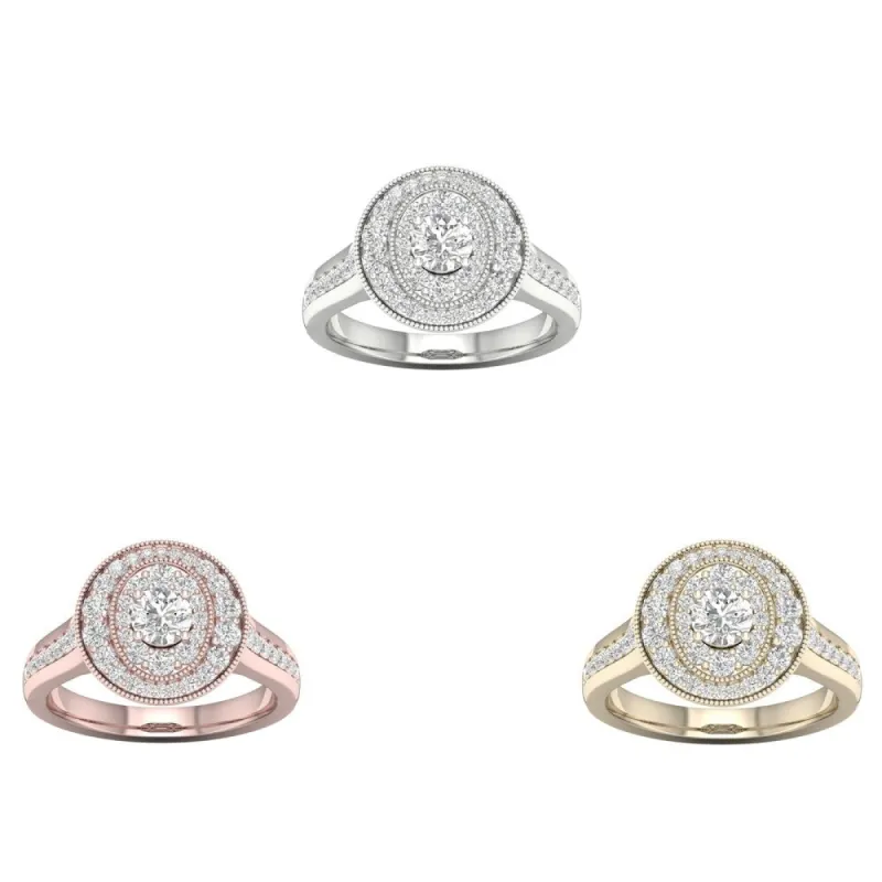De Couer 14k Gold 1ct TDW Diamond Halo Engagement Ring sold by Zulily