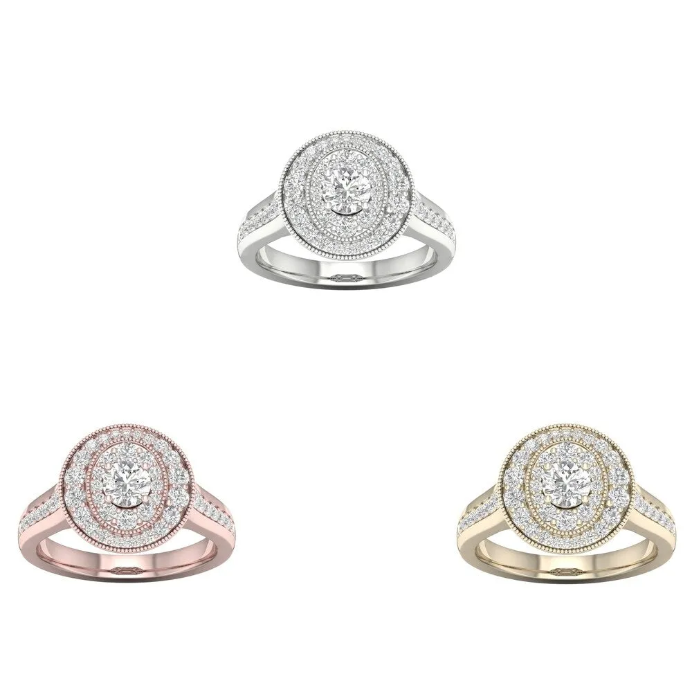 De Couer 14k Gold 1ct TDW Diamond Halo Engagement Ring sold by Zulily