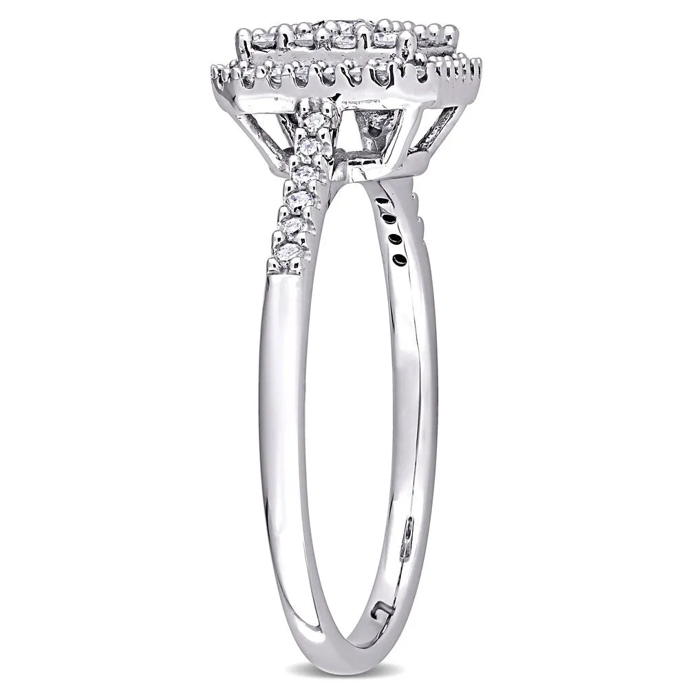 Miadora 10k White Gold 1/2ct TDW Diamond Composite Square Halo Engagement Ring sold by Zulily product image thumbnail 3