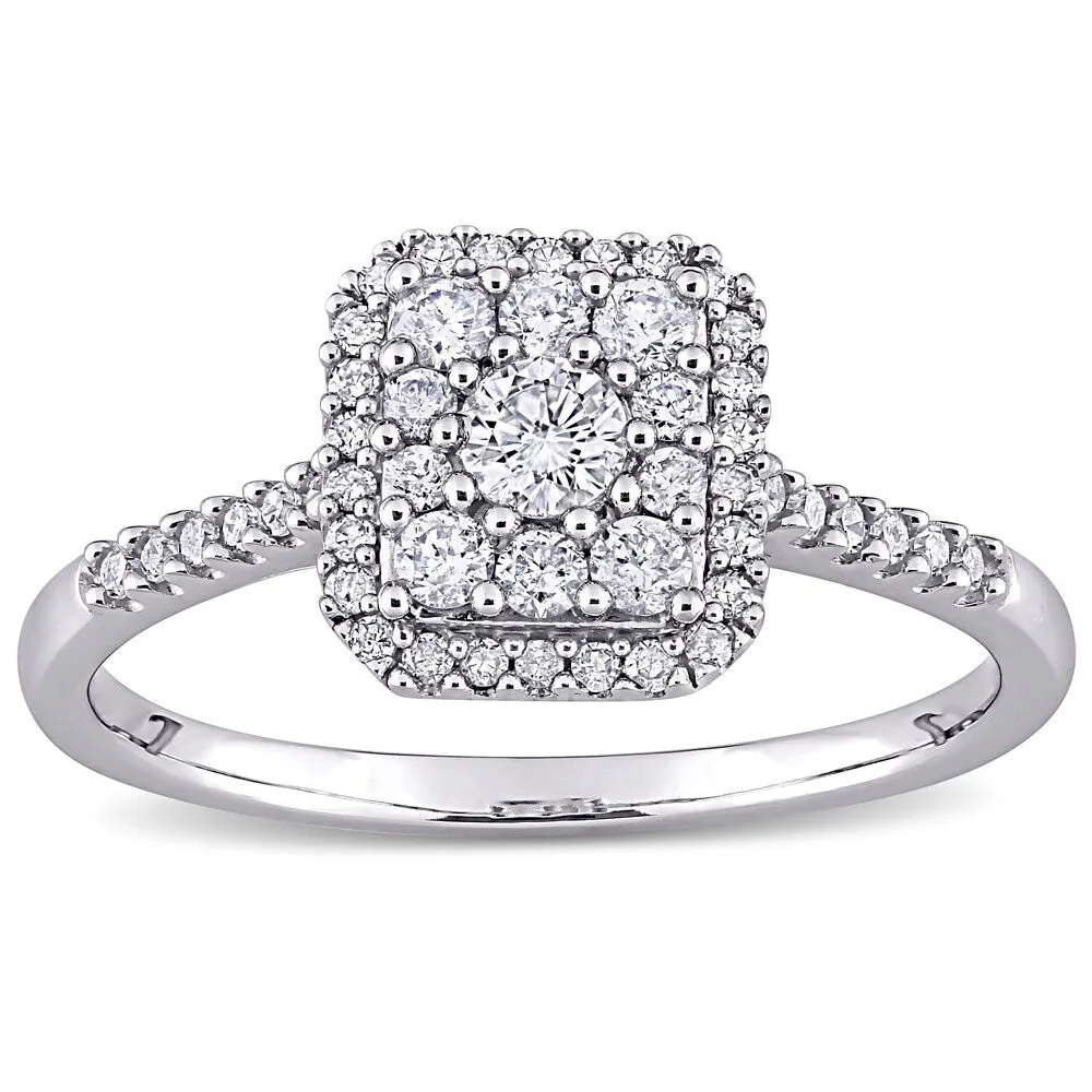 Miadora 10k White Gold 1/2ct TDW Diamond Composite Square Halo Engagement Ring sold by Zulily product image thumbnail 2