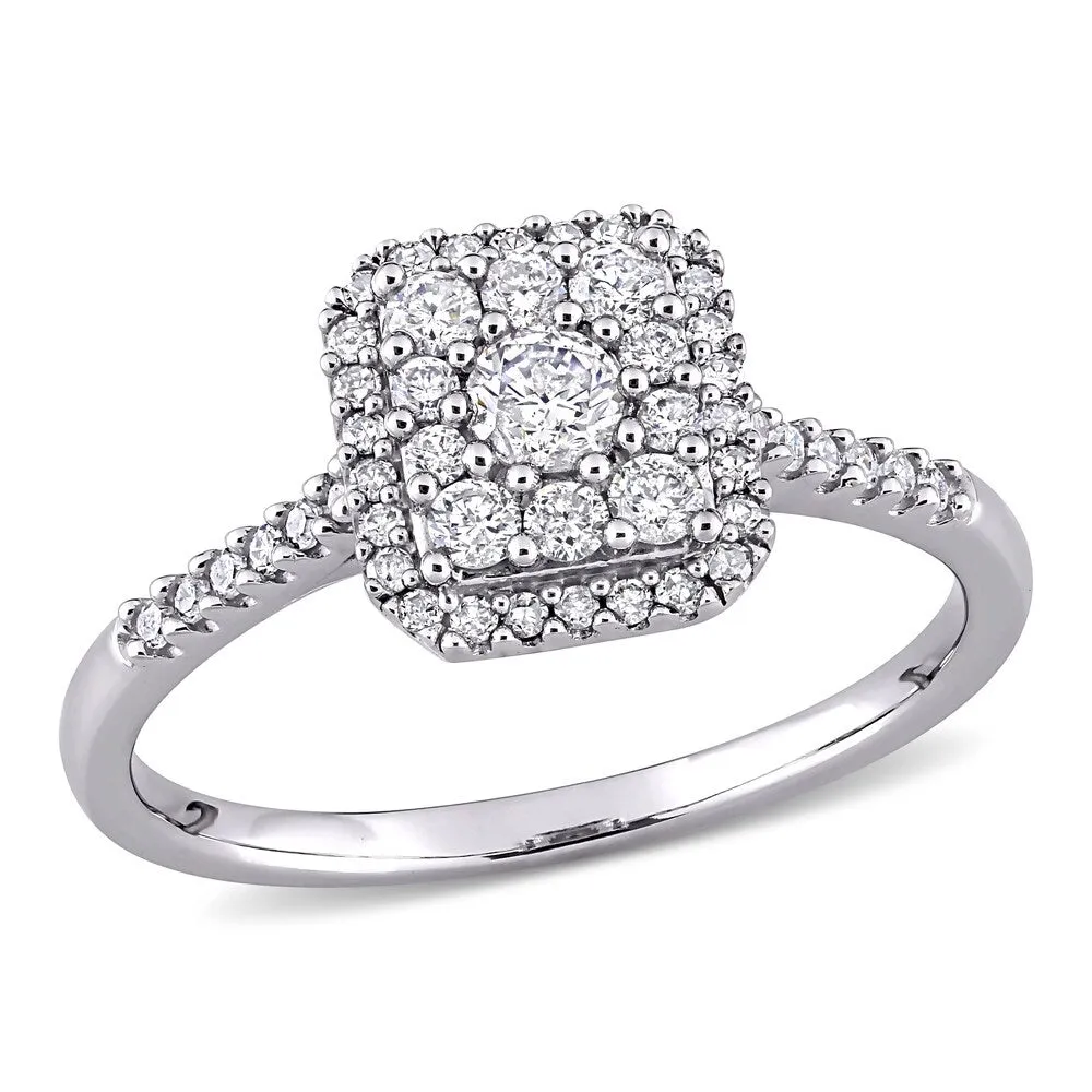 Miadora 10k White Gold 1/2ct TDW Diamond Composite Square Halo Engagement Ring sold by Zulily