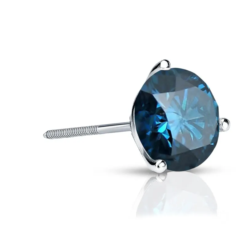 Auriya 14k Gold 1ct TDW Round SINGLE (1) Blue Diamond Stud Earring sold by Zulily