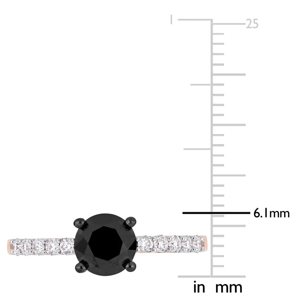 Miadora Signature Collection 14k Rose Gold 1 1/4ct TDW Black and White Diamond Solitaire Engagement Ring sold by Zulily product image thumbnail 5