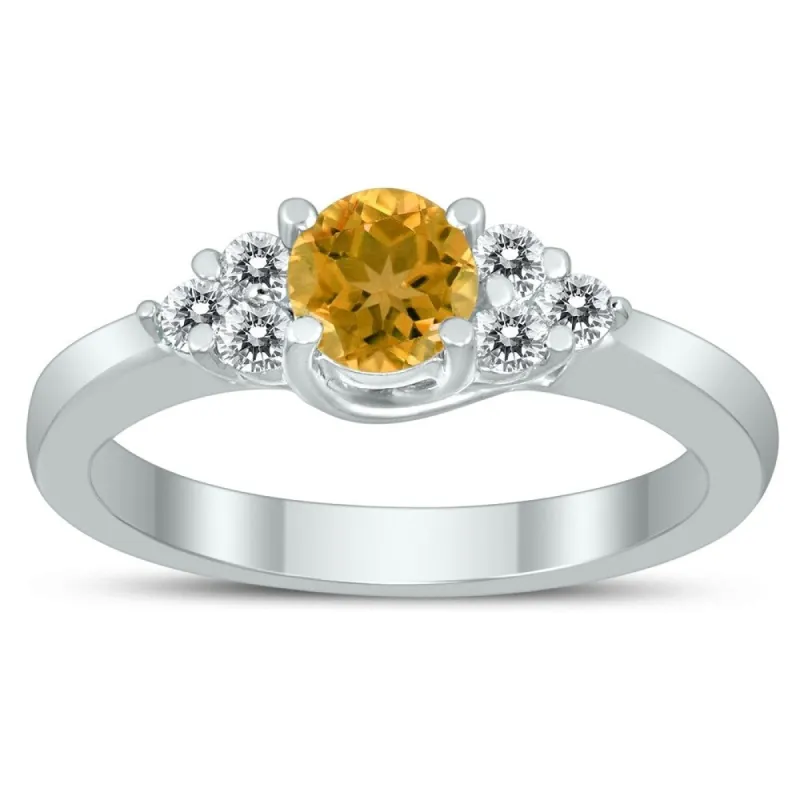 5MM Citrine and Diamond Cynthia Ring in 10K White Gold sold by Zulily