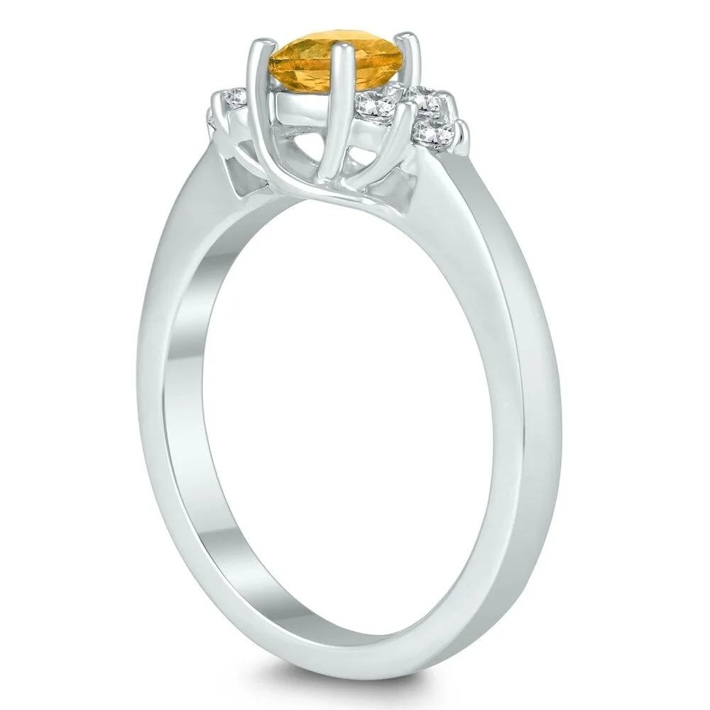 5MM Citrine and Diamond Cynthia Ring in 10K White Gold sold by Zulily product image thumbnail 2