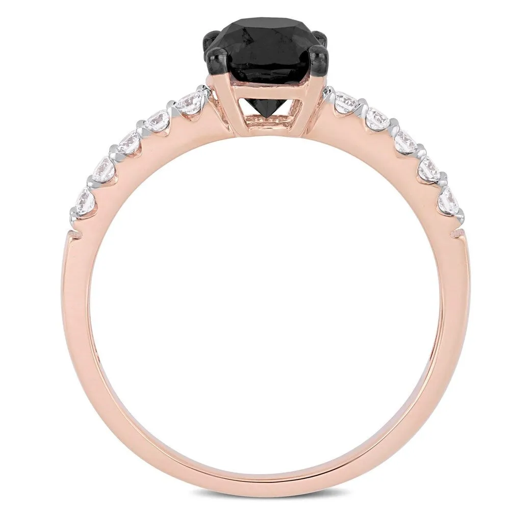 Miadora Signature Collection 14k Rose Gold 1 1/4ct TDW Black and White Diamond Solitaire Engagement Ring sold by Zulily product image thumbnail 3