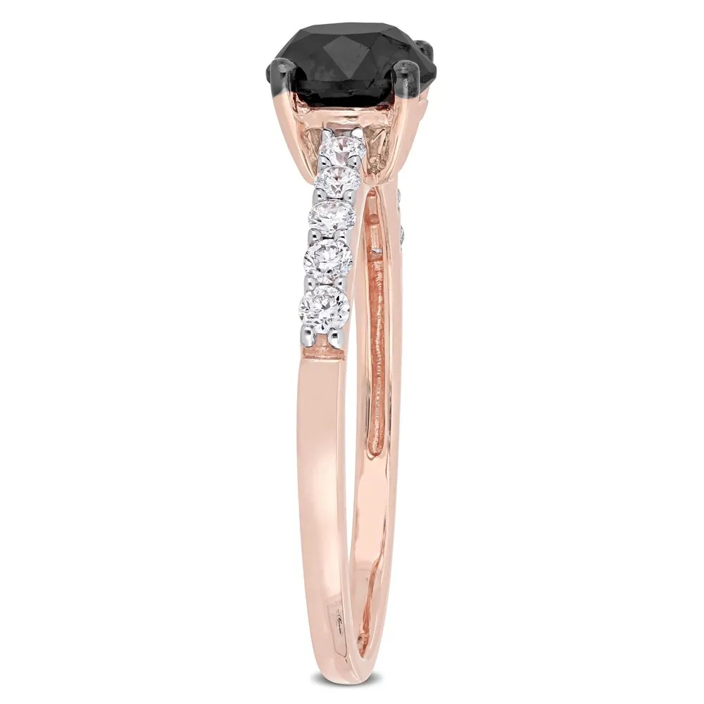 Miadora Signature Collection 14k Rose Gold 1 1/4ct TDW Black and White Diamond Solitaire Engagement Ring sold by Zulily product image thumbnail 2