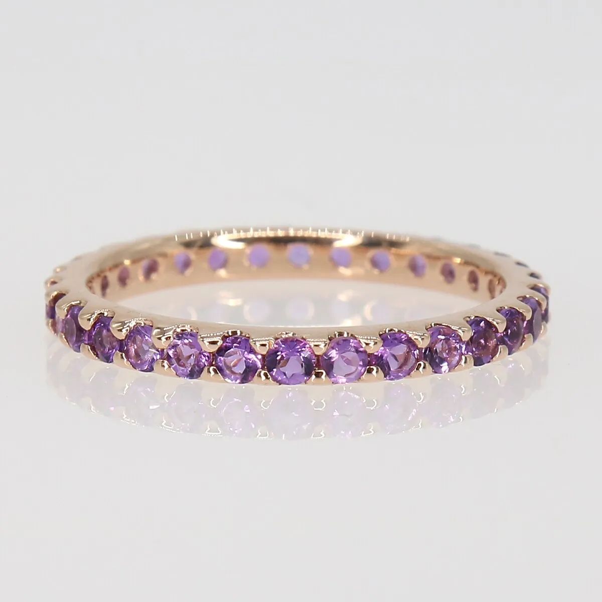 Miadora 10k Rose Gold Amethyst Stackable Eternity Wedding Band Ring sold by Zulily