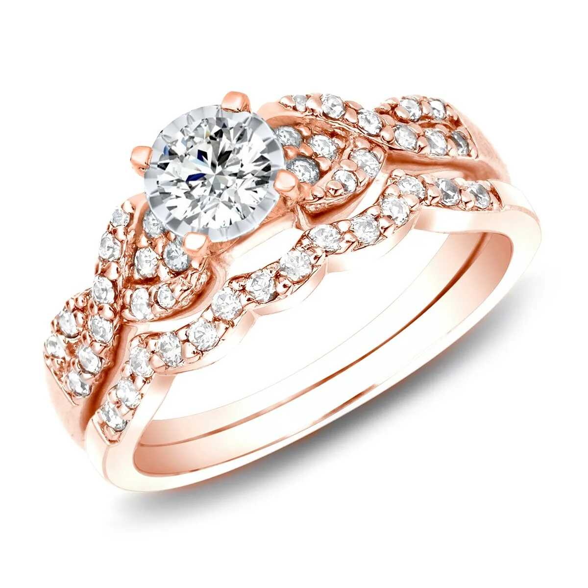 Auriya 3/5ctw Braided Twist Diamond Engagement Ring Set 14k Gold sold by Zulily product image thumbnail 2