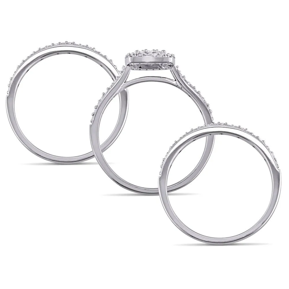 Miadora 10k White Gold 1/3ct TDW Diamond 3-Pc. Bridal Ring Set sold by Zulily product image thumbnail 3