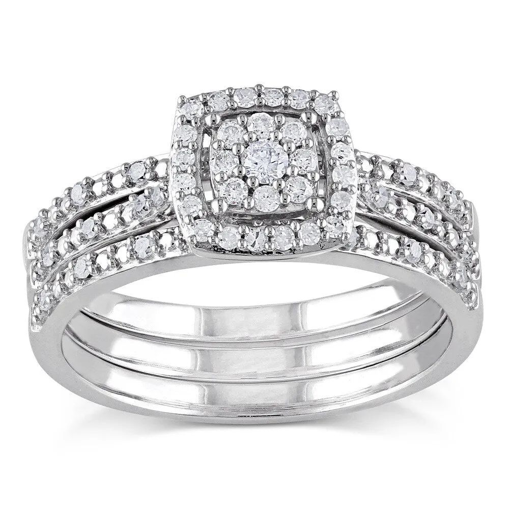 Miadora 10k White Gold 1/3ct TDW Diamond 3-Pc. Bridal Ring Set sold by Zulily product image thumbnail 5