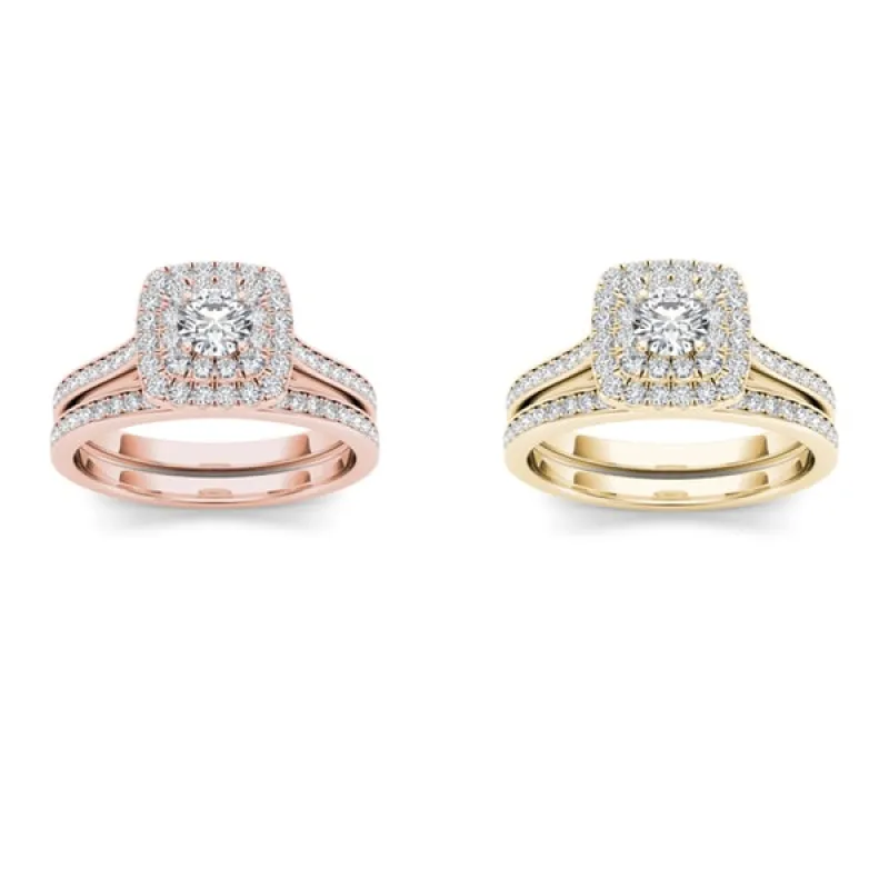 De Couer 10k Gold 3/4ct TDW Diamond Halo Engagement Ring Set sold by Zulily