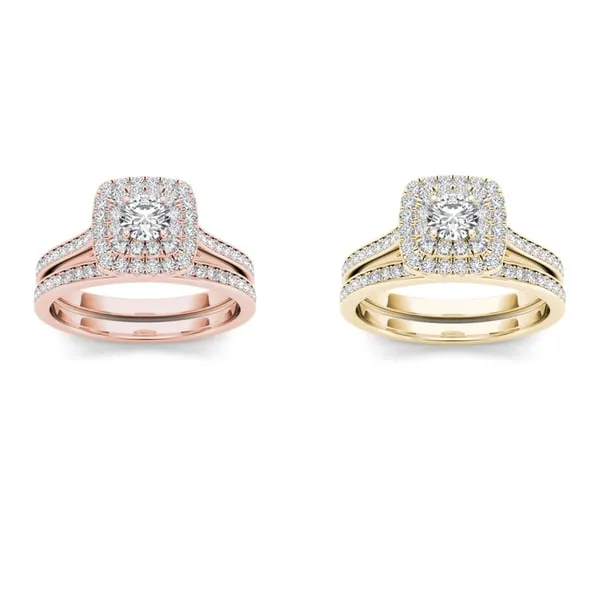De Couer 10k Gold 3/4ct TDW Diamond Halo Engagement Ring Set sold by Zulily