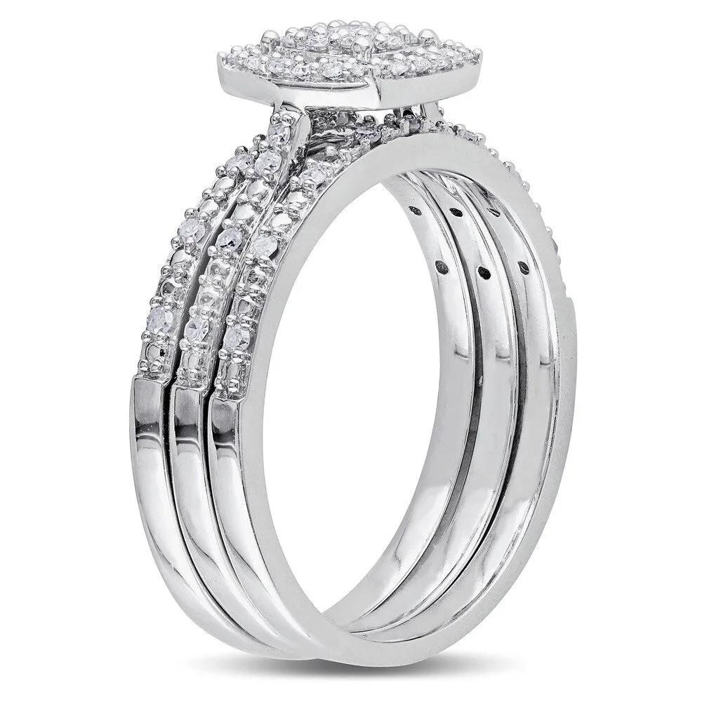 Miadora 10k White Gold 1/3ct TDW Diamond 3-Pc. Bridal Ring Set sold by Zulily product image thumbnail 4