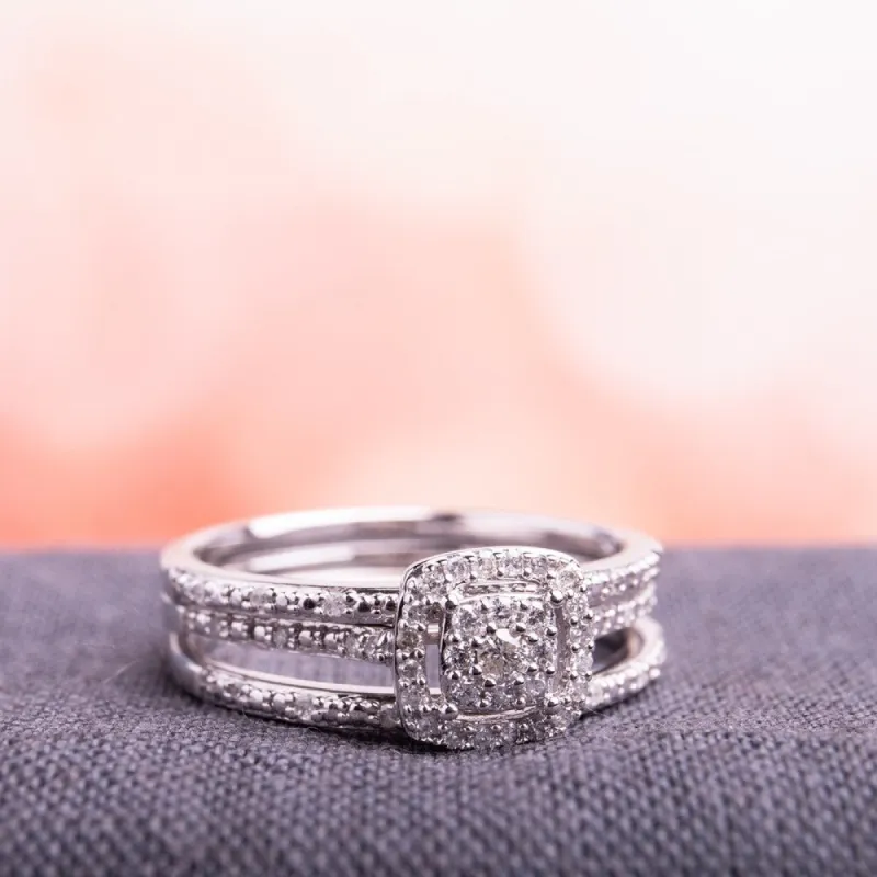 Miadora 10k White Gold 1/3ct TDW Diamond 3-Pc. Bridal Ring Set sold by Zulily