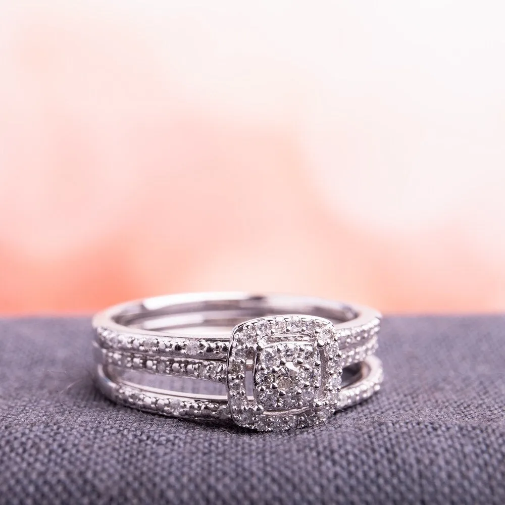 Miadora 10k White Gold 1/3ct TDW Diamond 3-Pc. Bridal Ring Set sold by Zulily