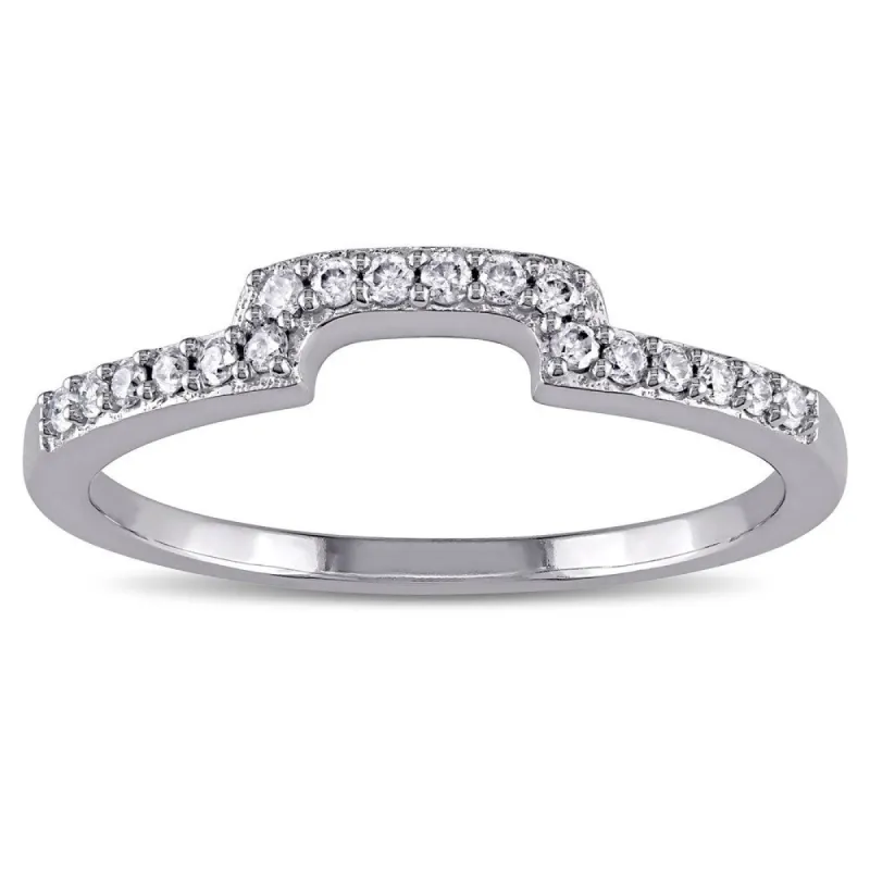 Miadora 10k White Gold 1/6ct TDW Diamond Contour Wedding Band (G-H, I1-I2) sold by Zulily