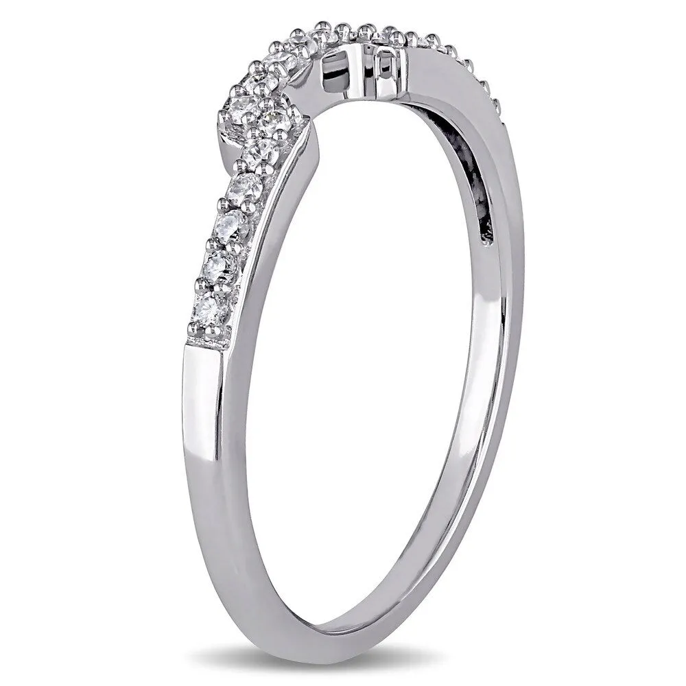 Miadora 10k White Gold 1/6ct TDW Diamond Contour Wedding Band (G-H, I1-I2) sold by Zulily product image thumbnail 2