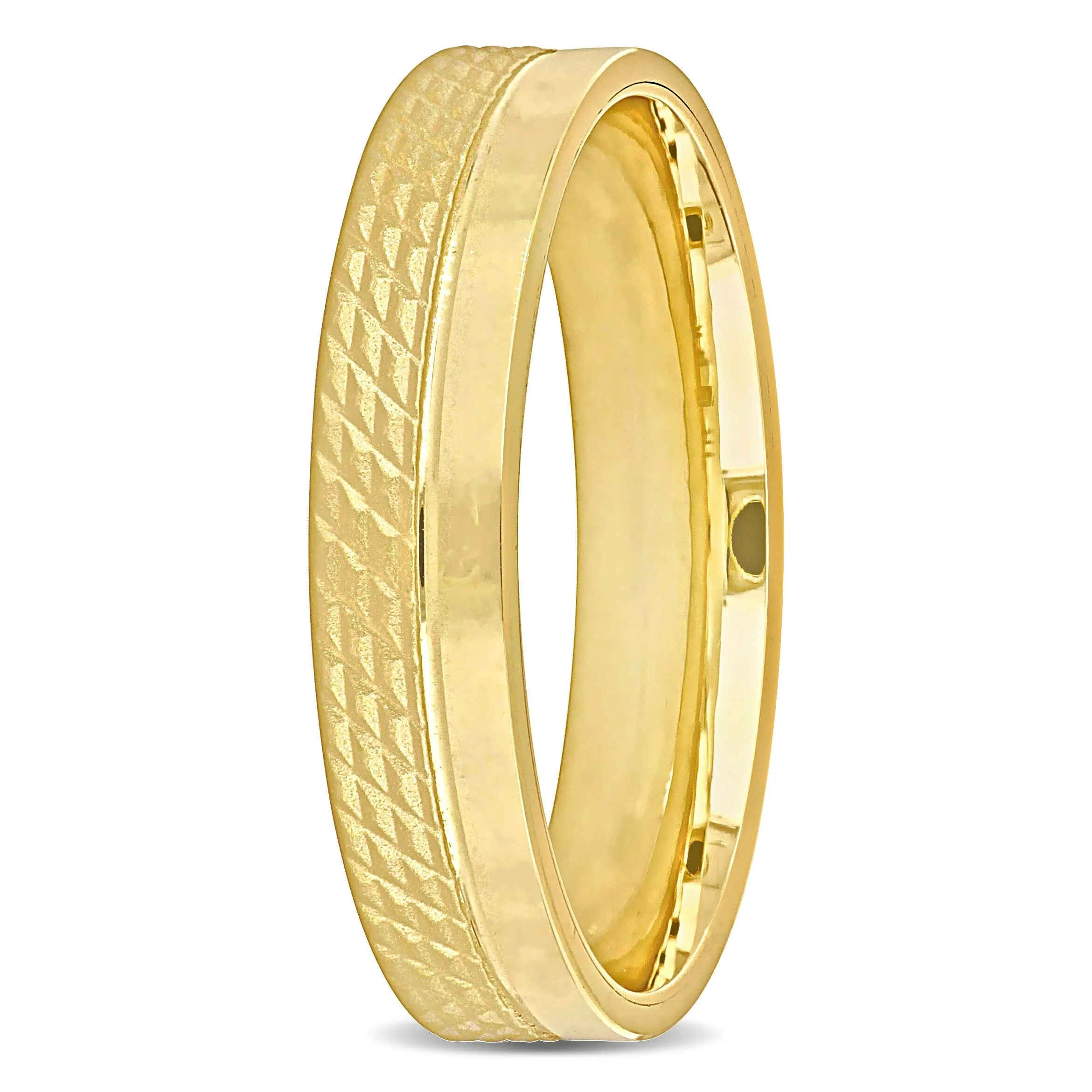Miadora 5 mm Mens Half Geometric Pattern Wedding Band in 14k Yellow Gold sold by Zulily product image thumbnail 2