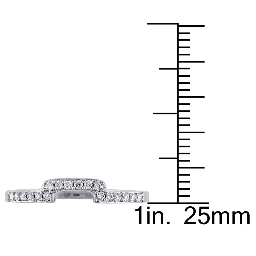 Miadora 10k White Gold 1/6ct TDW Diamond Contour Wedding Band (G-H, I1-I2) sold by Zulily product image thumbnail 3