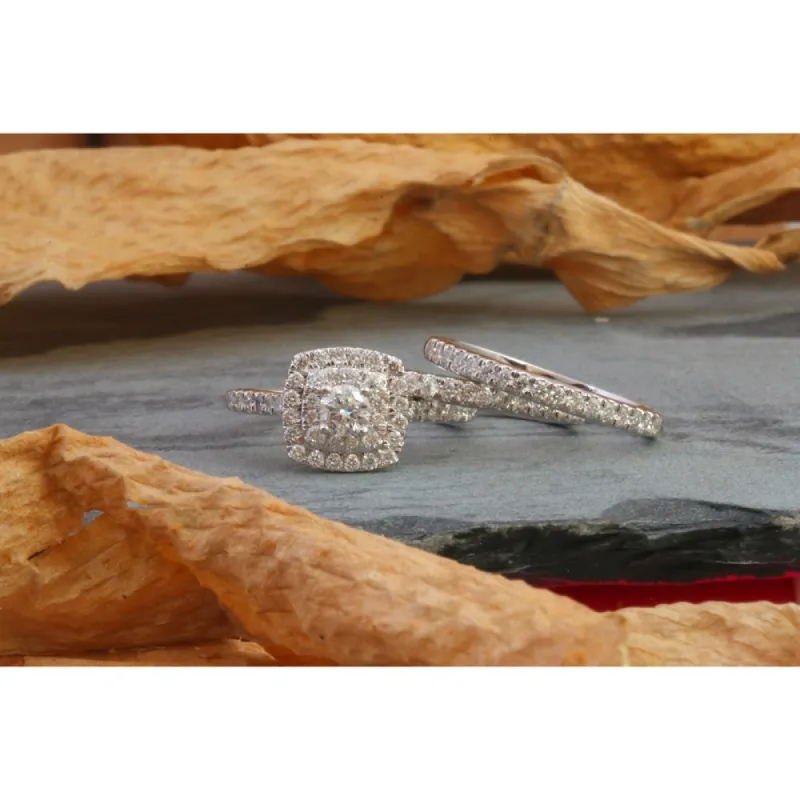 De Couer IGI Certified 10k Rose Gold 1 1/2ct TDW Halo Engagement Ring Set sold by Zulily