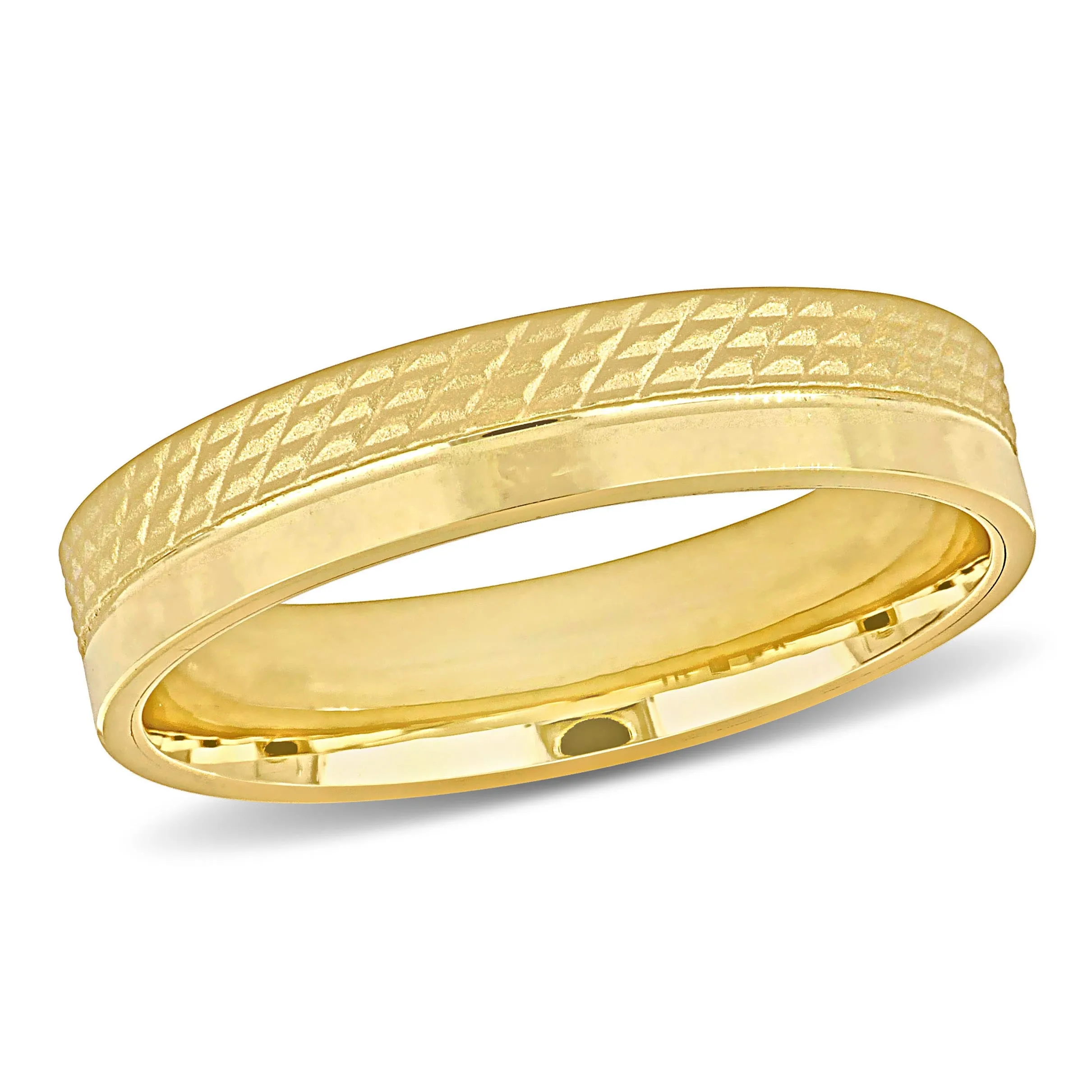 Miadora 5 mm Mens Half Geometric Pattern Wedding Band in 14k Yellow Gold sold by Zulily