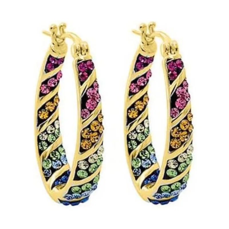 Gold Multi Color Inside Out Crystal Hoop Earrings For Women - Gold Multi Color sold by Zulily