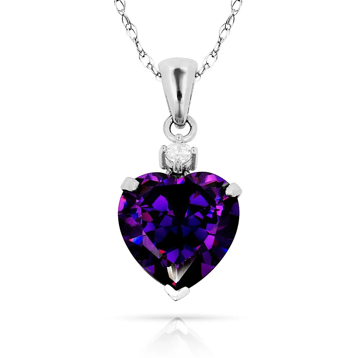 Curata 14k White Gold 18" Birthstone Heart-Shaped Cubic Zirconia Pendant Necklace sold by Zulily product image thumbnail 5