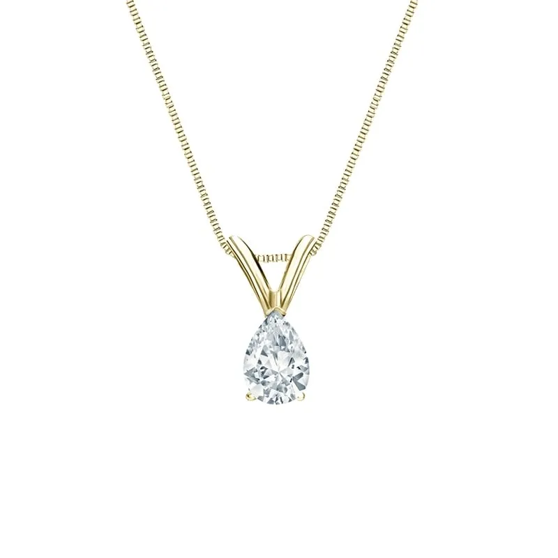 Auriya 18-karat Gold 0.30ctw Pear Solitaire Lab Grown Diamond Necklace V-End (D-E VVS) Prong - 0.3 sold by Zulily product image thumbnail 2