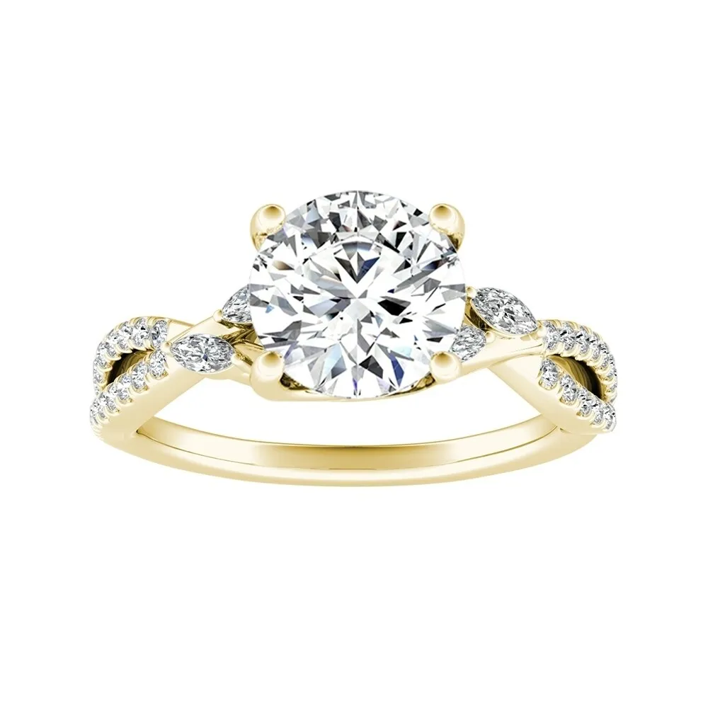 Auriya 14k Gold Infinity Round 3ct Moissanite and 1/8ctw Diamond Engagement Ring sold by Zulily product image thumbnail 2