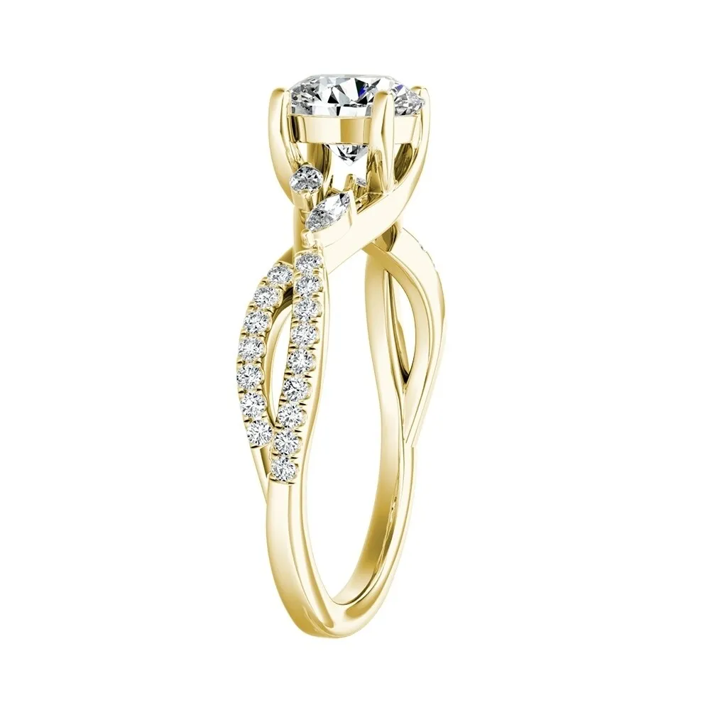 Auriya 14k Gold Infinity Round 3ct Moissanite and 1/8ctw Diamond Engagement Ring sold by Zulily product image thumbnail 4