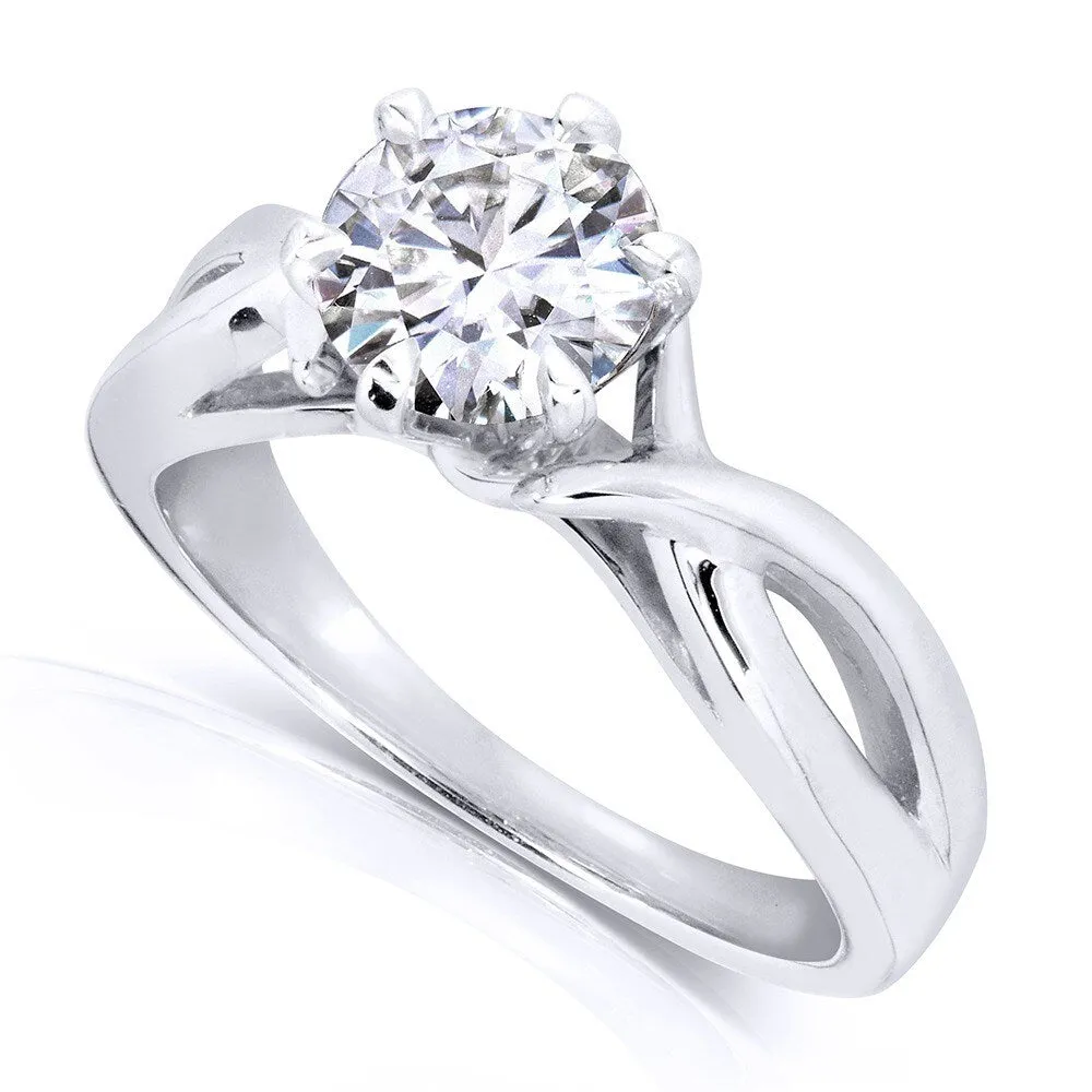 Annello by Kobelli 14k White Gold 1 Carat 6-prong Round Moissanite Solitaire Crossover Engagement Ring sold by Zulily product image thumbnail 3