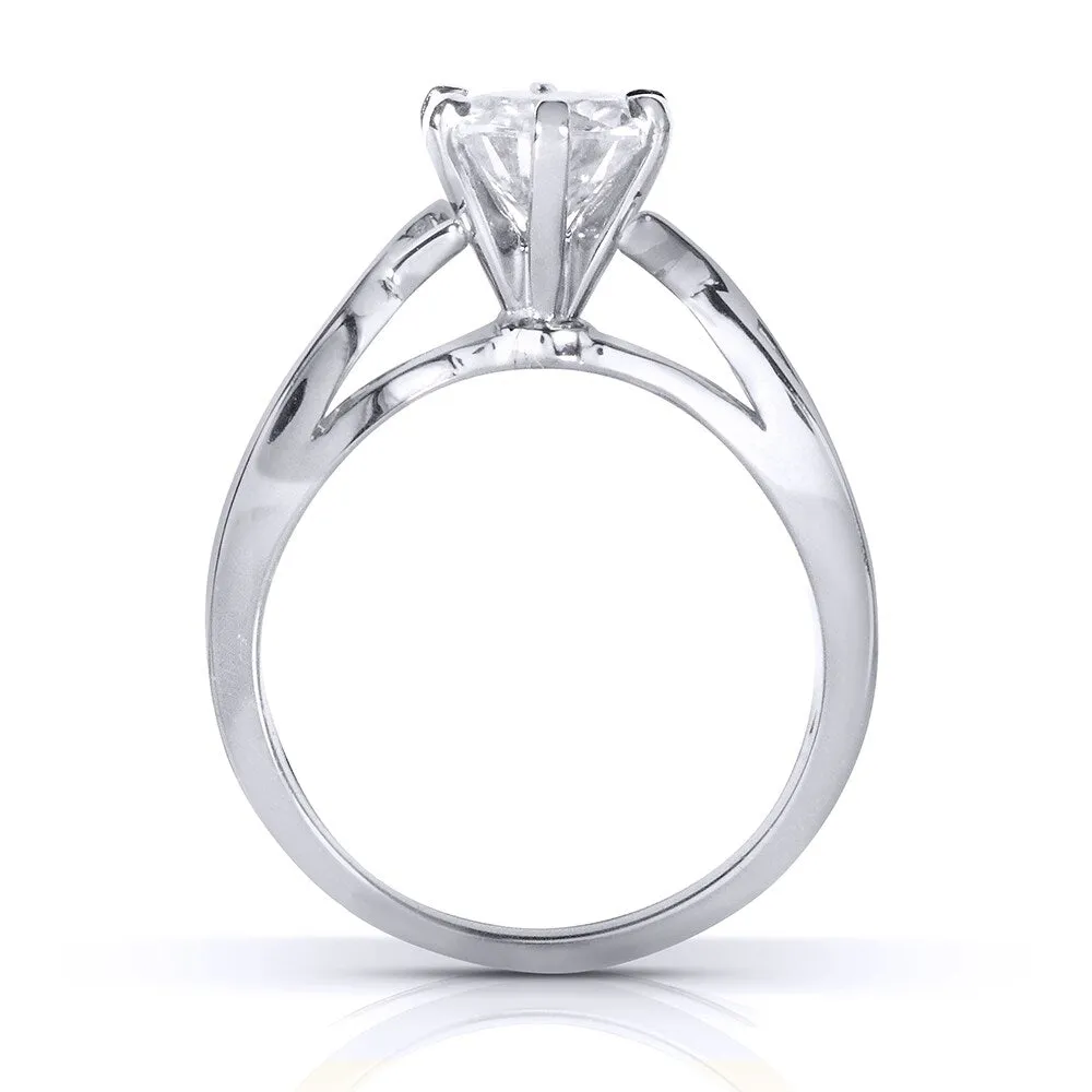 Annello by Kobelli 14k White Gold 1 Carat 6-prong Round Moissanite Solitaire Crossover Engagement Ring sold by Zulily product image thumbnail 4