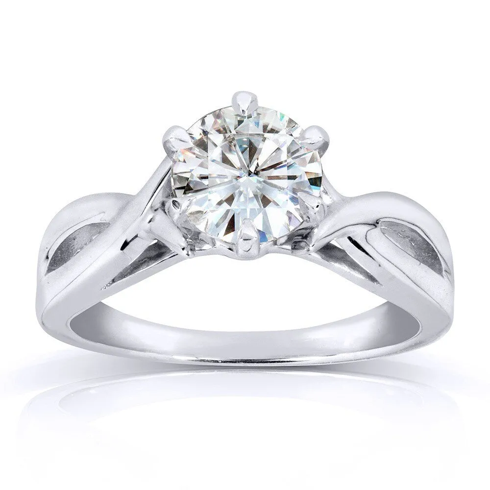 Annello by Kobelli 14k White Gold 1 Carat 6-prong Round Moissanite Solitaire Crossover Engagement Ring sold by Zulily product image thumbnail 2