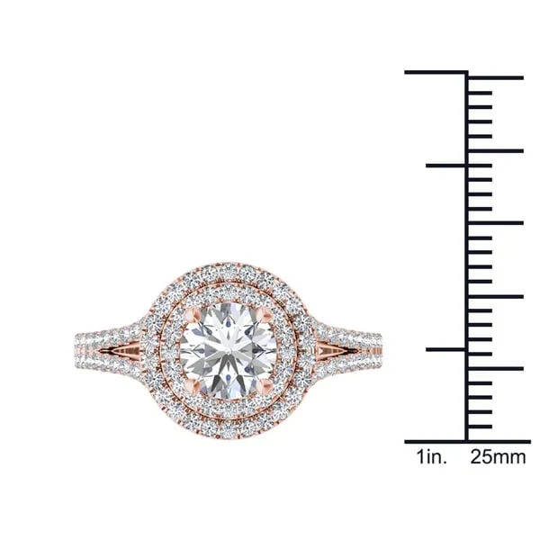 De Couer 14k Rose Gold 1 1/2ct TDW Diamond Double Halo Engagement Ring - Pink sold by Zulily product image thumbnail 4