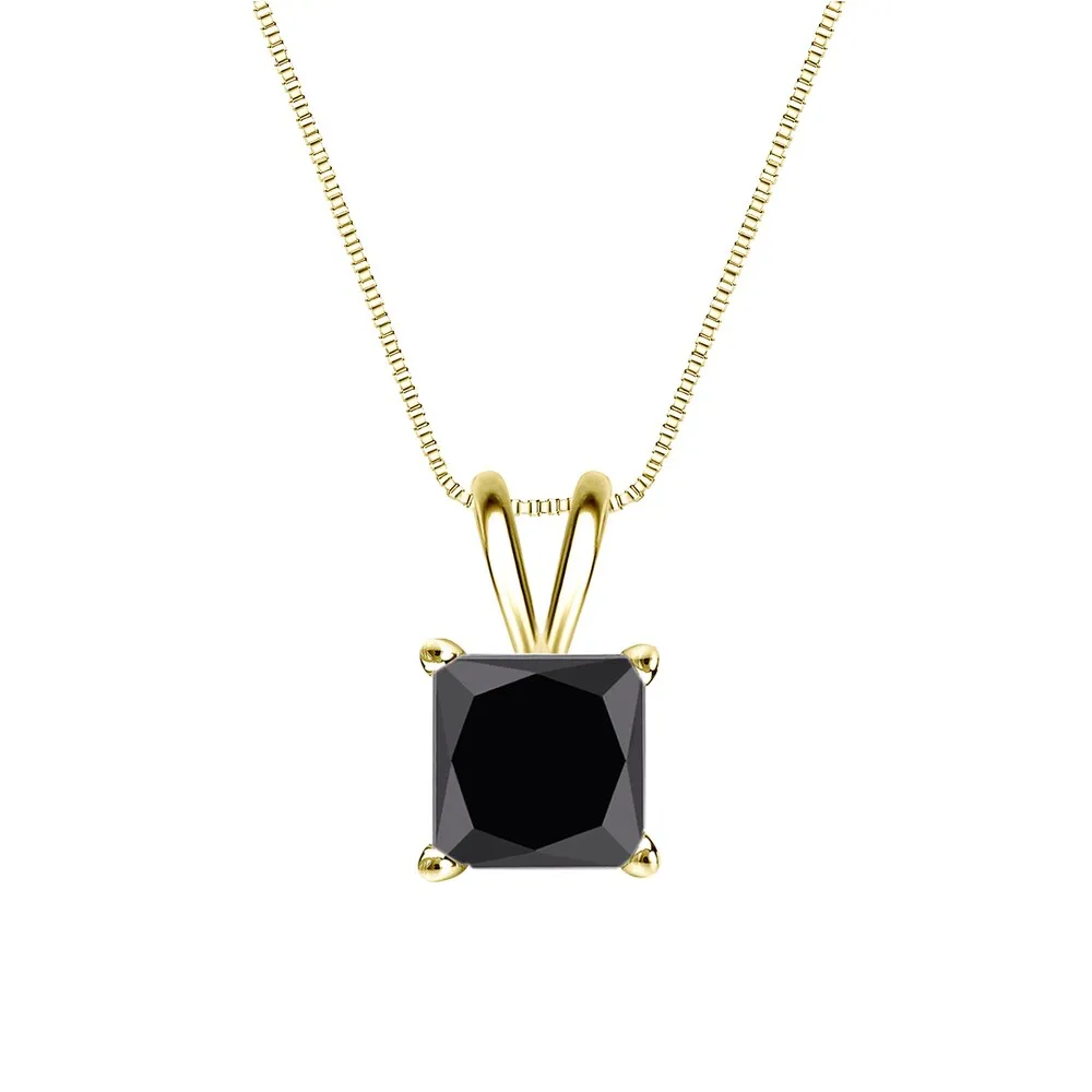 Auriya 1 1/4ctw Princess-cut Solitaire Black Diamond Necklace 14k Gold sold by Zulily product image thumbnail 2