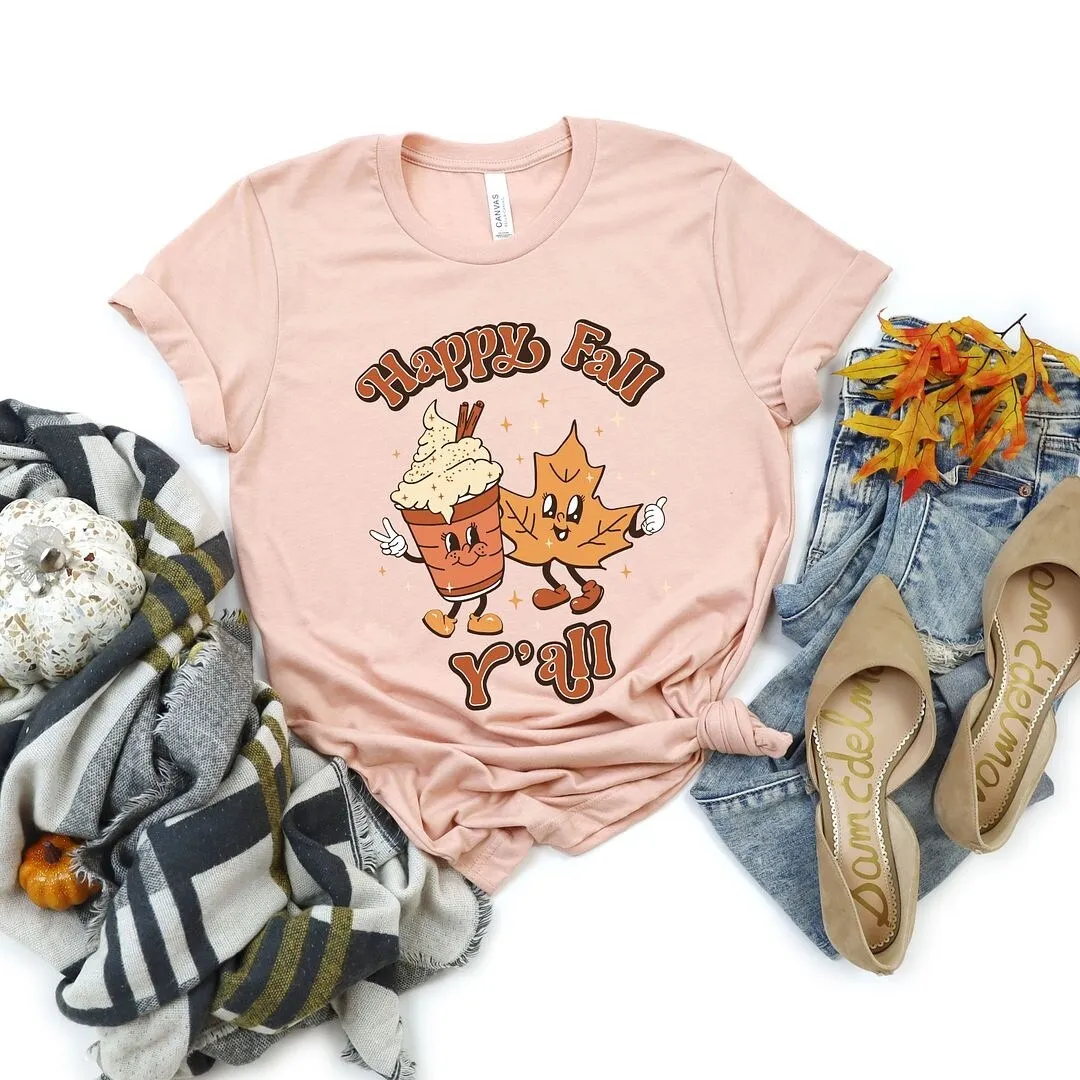 Retro Happy Fall Y'all Leaf Short Sleeve Tee sold by Zulily
