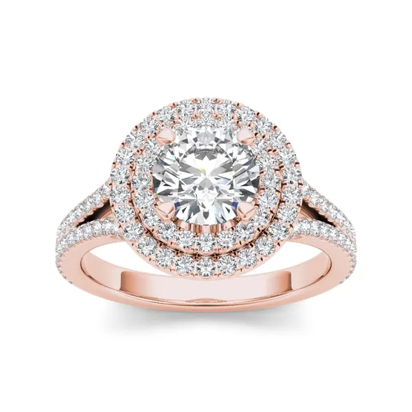 De Couer 14k Rose Gold 1 1/2ct TDW Diamond Double Halo Engagement Ring - Pink sold by Zulily