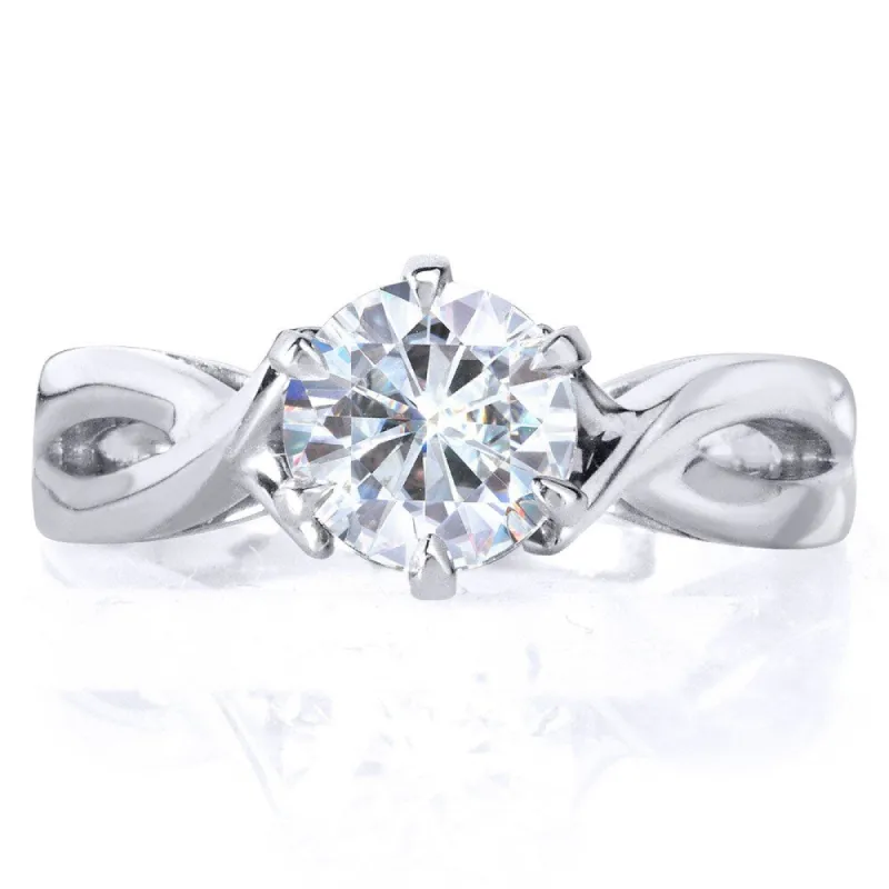 Annello by Kobelli 14k White Gold 1 Carat 6-prong Round Moissanite Solitaire Crossover Engagement Ring sold by Zulily