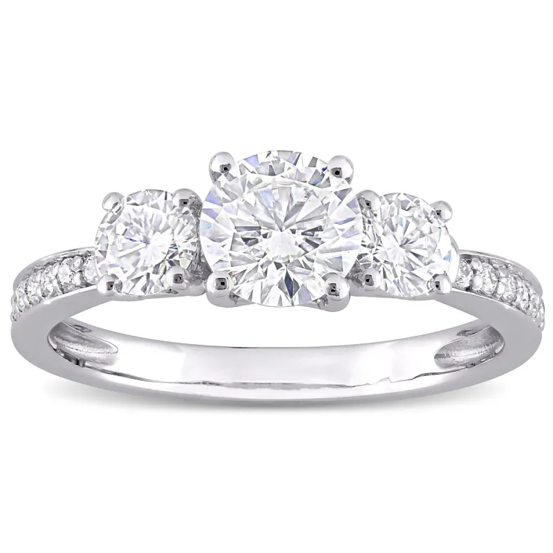 Miadora 1 3/8ct DEW Moissanite 3-Stone Engagement Ring in 10k White Gold sold by Zulily