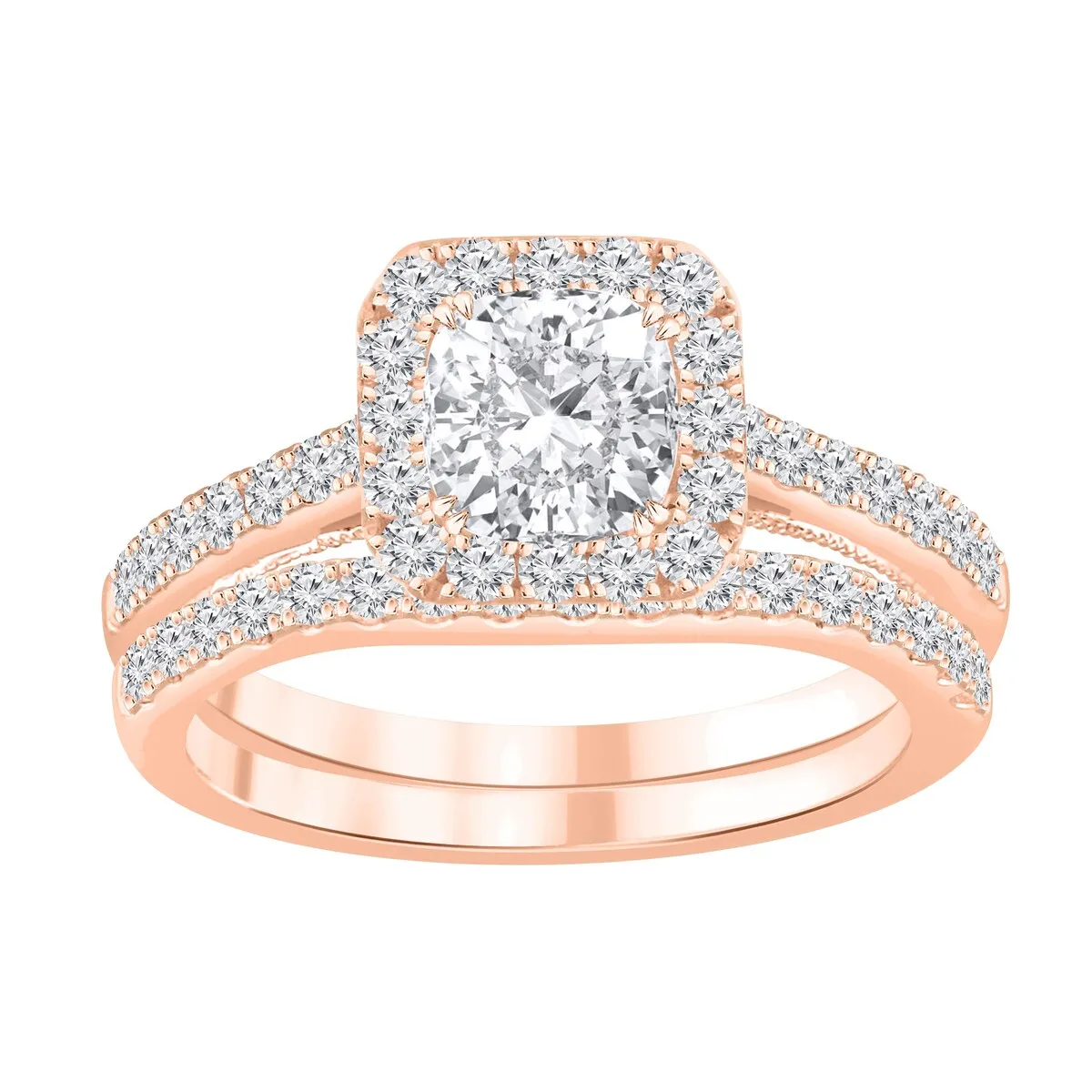 Auriya 1 1/2ctw Cushion-cut Halo Diamond Engagement Ring Set 14k Gold sold by Zulily product image thumbnail 3