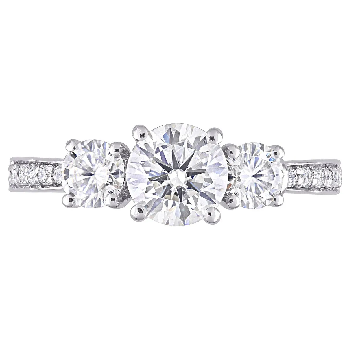 Miadora 1 3/8ct DEW Moissanite 3-Stone Engagement Ring in 10k White Gold sold by Zulily product image thumbnail 3