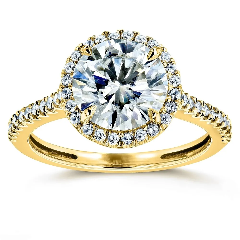 Annello by Kobelli 14k Gold 2 1/6ct TGW Moissanite and Diamond Round Brilliant Halo Engagement Ring (HI/VS, GH/I) sold by Zulily product image thumbnail 3